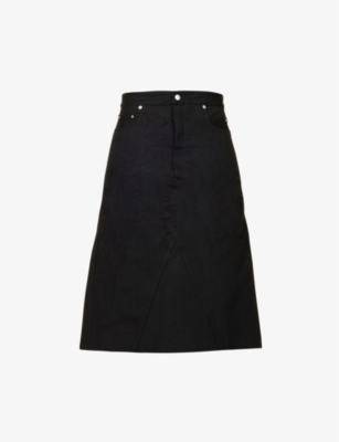 RICK OWENS - Godet silver-toned-hardware denim midi skirt | Selfridges.com