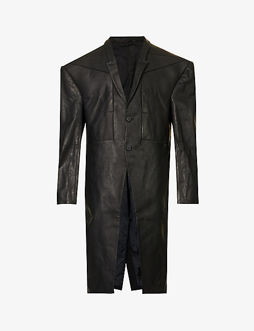 RICK OWENS: Edfu peaked-lapel regular-fit leather coat