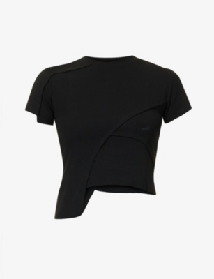 Heliot Emil Logo-print Asymmetric T-shirt In Black