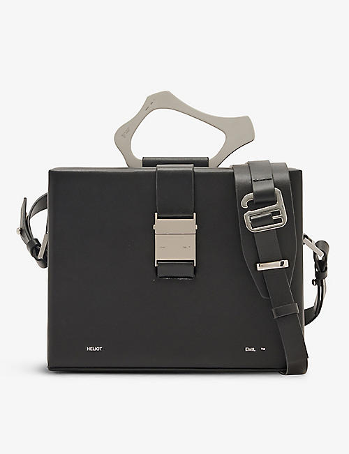 HELIOT EMIL: Foiled-branding structured leather top-handle bag