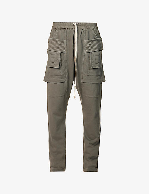 RICK OWENS DRKSHDW: Creatch drawstring-waist cotton-jersey trousers