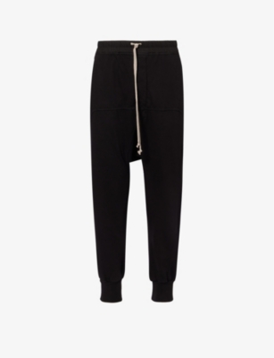 RICK OWENS DRKSHDW RICK OWENS DRKSHDW MEN'S BLACK PRISONER DROPPED-CROTCH TAPERED-LEG COTTON TROUSERS