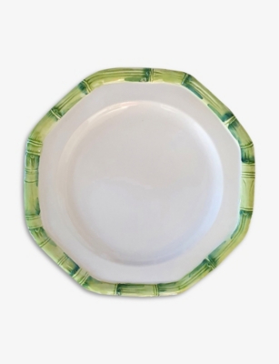 Les Ottomans Green Bamboo Hand-painted Ceramic Dinner Plate 27cm