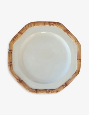 Les Ottomans Beige Bamboo Hand-painted Ceramic Salad Plate 21cm