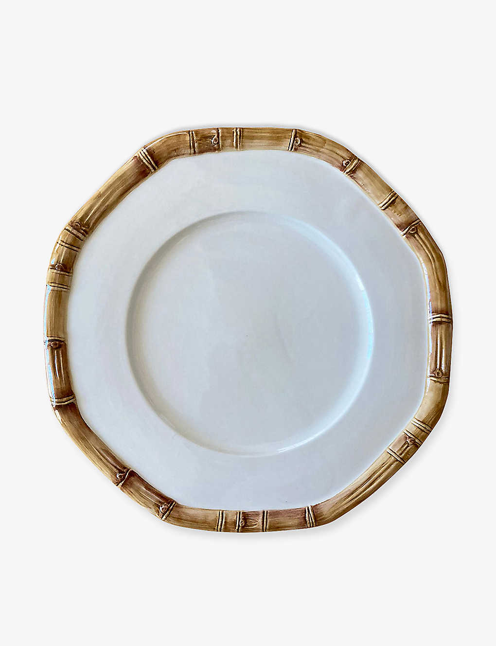 Les Ottomans Beige Bamboo Hand-painted Ceramic Dinner Plate 27cm
