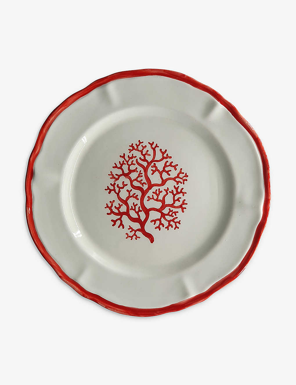 Les Ottomans Red Coral Hand-painted Ceramic Side Plate 21cm
