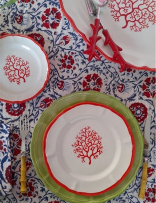LES OTTOMANS: Coral hand-painted ceramic dinner plate 28cm