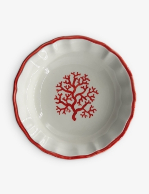 LES OTTOMANS: Coral hand-painted ceramic bowl 22cm