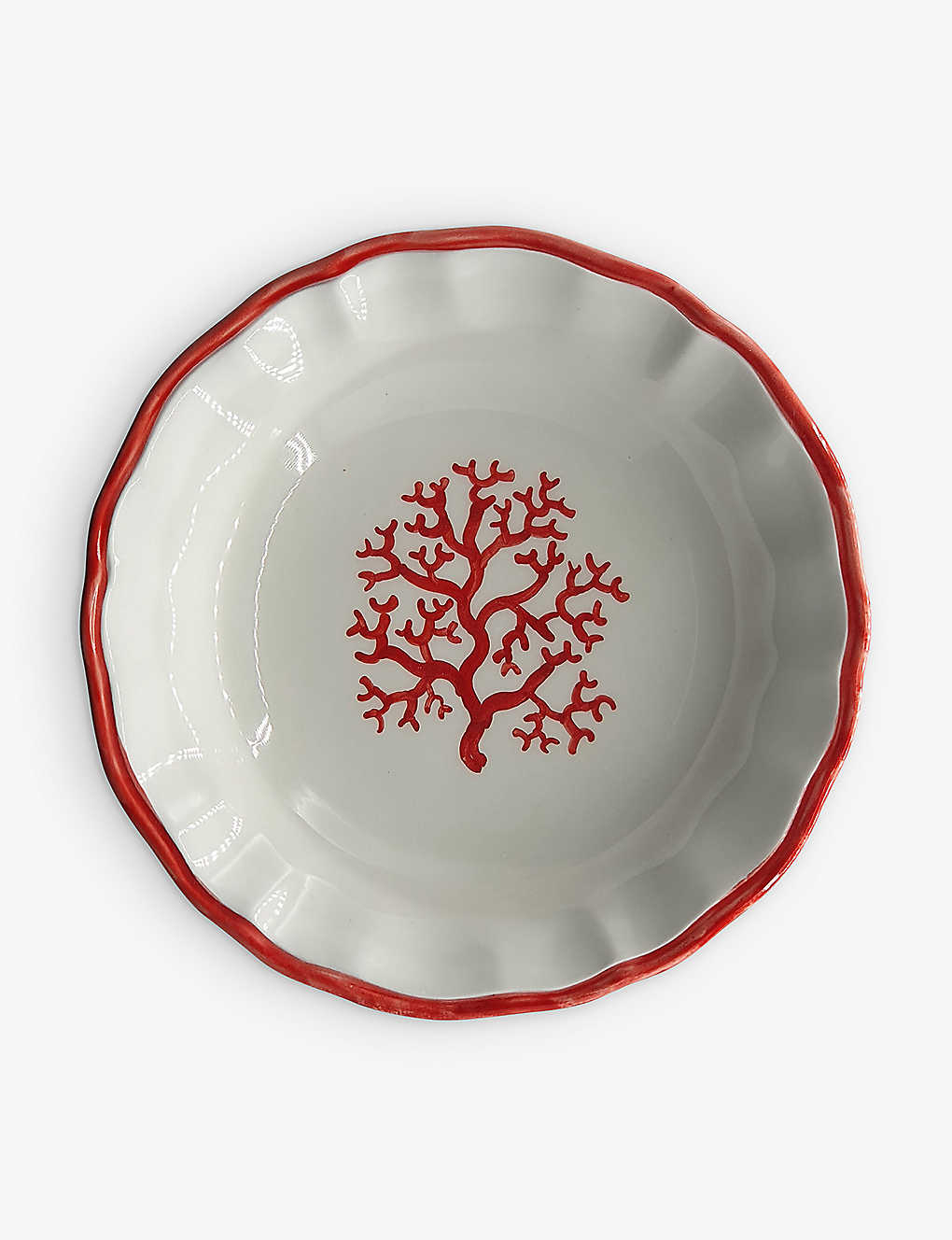 Les Ottomans Red Coral Hand-painted Ceramic Bowl 22cm
