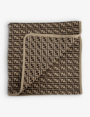 FF logo pattern cotton and cashmere blend blanket