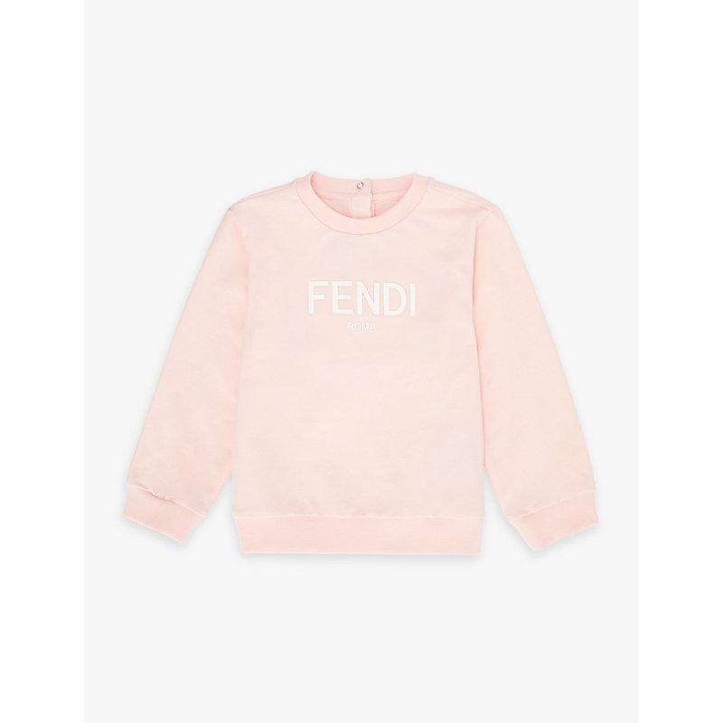 Fendi Baby Pink Brand-typography Round-neck Stretch-cotton Sweatshirt 9-24 Months