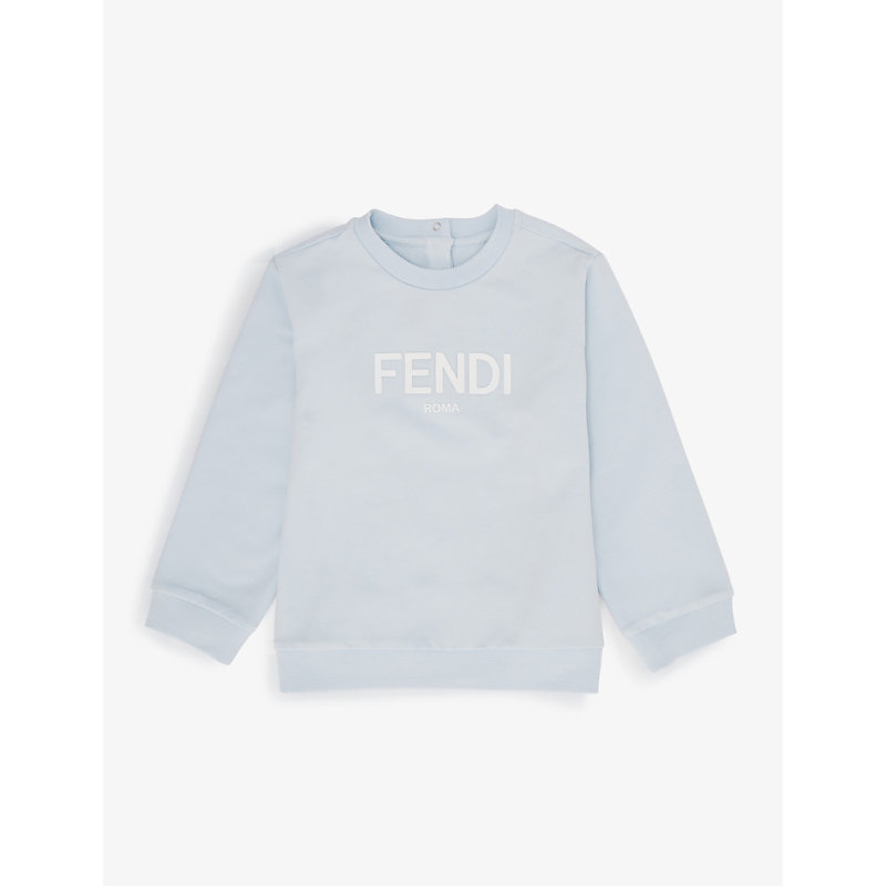 Fendi Blue Baby Brand-typography Round-neck Stretch-cotton Sweatshirt 9-24 Months