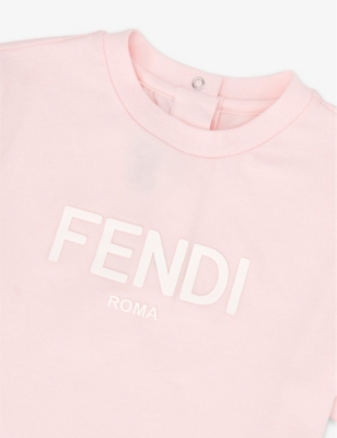 Fendi Baby Pink Logo-print Stretch-cotton T-shirt 6-24 Months