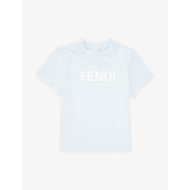 Fendi Blue Baby Logo-print Stretch-cotton T-shirt 6-24 Months