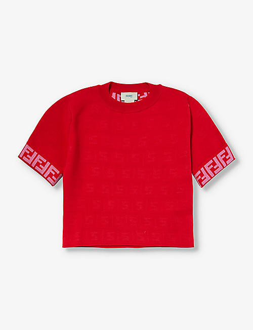 FENDI: Logo-print stretch-wool blend jumper 10-12 years