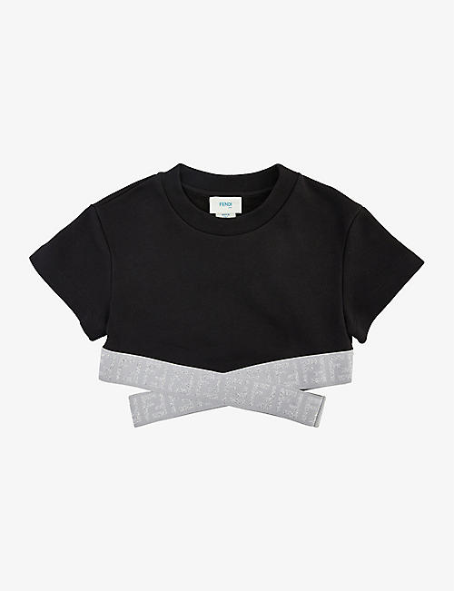 FENDI: Log-print waistband cotton-jersey T-shirt 8-12 years