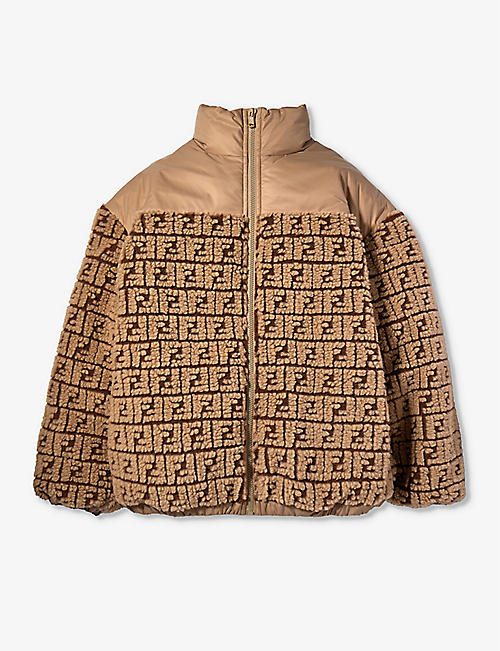 FENDI: Logo-debossed padded fleece jacket 12 years