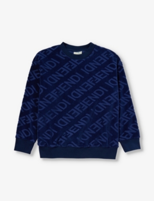 FENDI Logo text print cotton blend sweatshirt 10 12 years