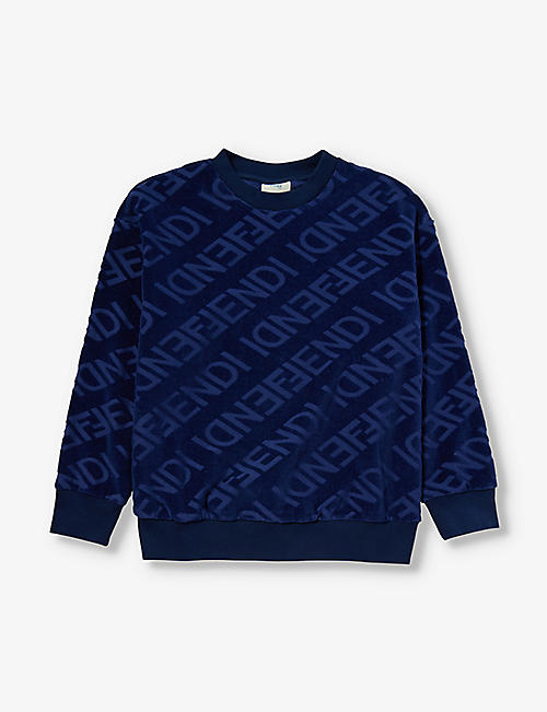 FENDI: Logo text-print cotton-blend sweatshirt 10-12 years