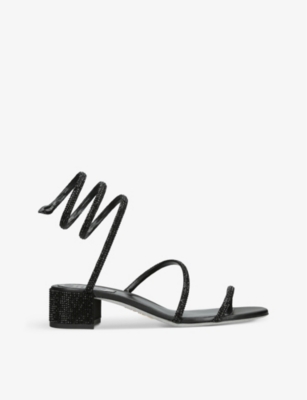 René Caovilla Cleo 40mm Open Toe Sandals In Black
