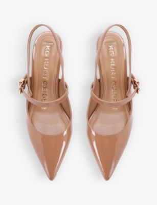 KG KURT GEIGER: Alina logo-badge patent faux-leather heeled courts