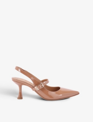 KG KURT GEIGER: Alina logo-badge patent faux-leather heeled courts