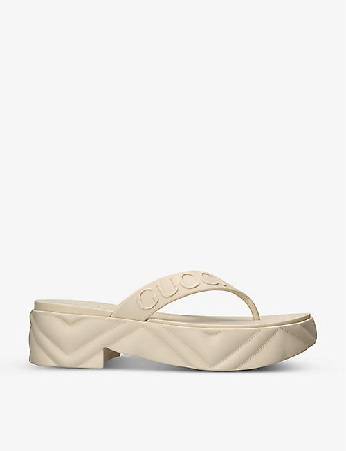 GUCCI: Tarifa logo-embossed platform sandals