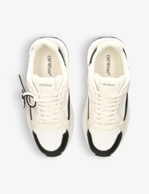 Shop Off-white C/o Virgil Abloh Mens White/blk Runner B Leather And Mesh Low-top Trainers