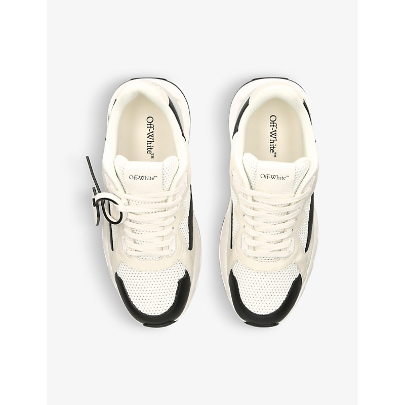Shop Off-white C/o Virgil Abloh Men's White/blk Runner B Leather And Mesh Low-top Trainers