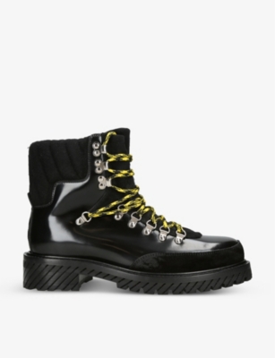 Off-white Patent-leather Ankle Boots In Black