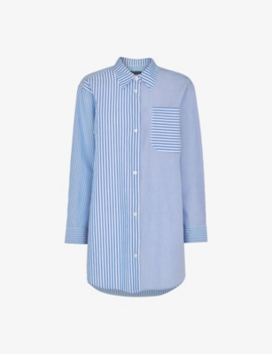 Whistles Womens Multi-coloured Millie Stripe Oversized Cotton Shirt