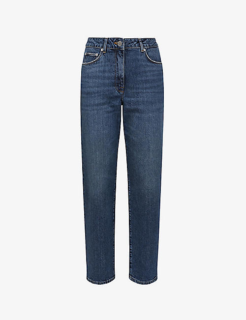 REISS: Selin cropped straight-leg mid-rise stretch-denim jeans