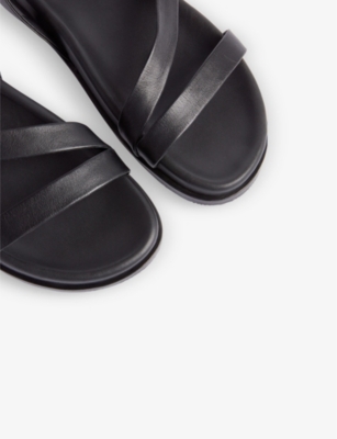 Shop Whistles Women's Black Gaia Asymmetric Strappy Leather Sandals