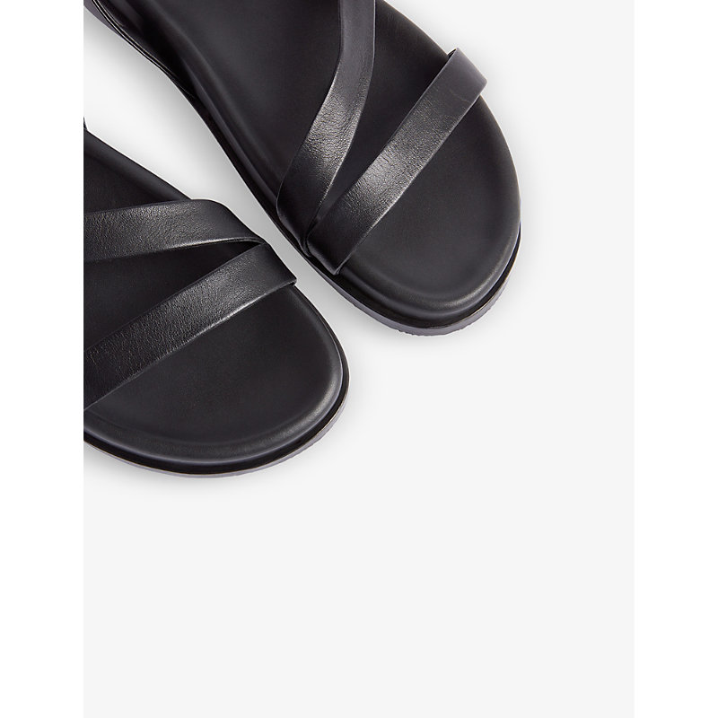 Shop Whistles Women's Black Gaia Asymmetric Strappy Leather Sandals