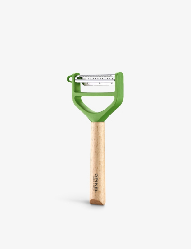 T-duo stainless-steel and beechwood peeler