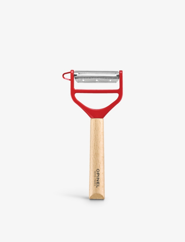 T-duo stainless-steel and beechwood peeler