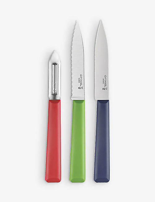 OPINEL: Opinel Les Essentiels Trio kitchen stainless-steel knife and peeler set