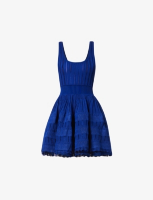 Alaïa Crinoline Scoop-neck Stretch-woven Mini Dress In Bleu Royal