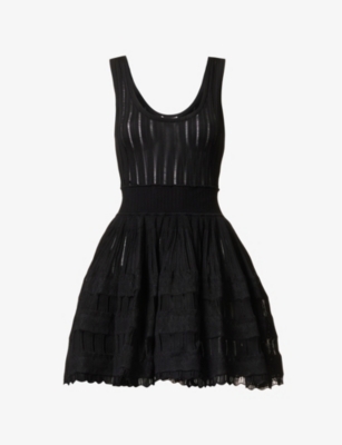 Shop Alaïa Alaia Women's Noir Alaia Crinoline Scoop-neck Stretch-woven Mini Dress