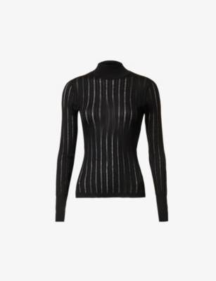 Alaïa Crinoline Semi-sheer Knitted Top In Noir Alaia