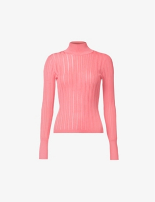 Alaïa Crinoline Turtleneck Sweater In Rose Vif