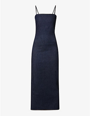 AZZEDINE ALAIA: Contrast-stitched slim-fit cotton-blend maxi dress
