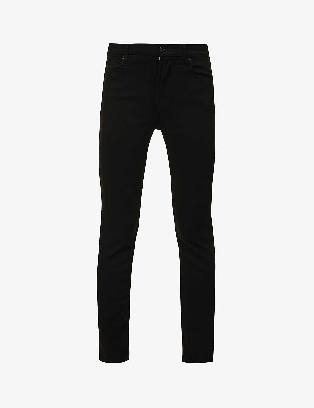 7 For All Mankind The Ankle Skinny B(air) Slim-fit Mid-rise Stretch-woven Jeans In Black