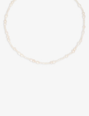 ASTRID & MIYU: Serenity beaded gold-toned brass and freshwater pearl necklace