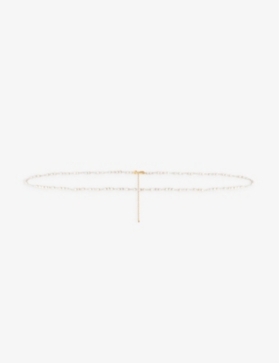 ASTRID & MIYU: Beaded gold-toned brass and freshwater pearl belly chain