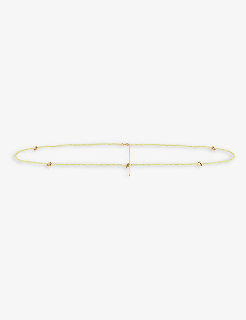 ASTRID & MIYU: 18ct yellow-gold plated recycled sterling-silver and lemon jade belly chain