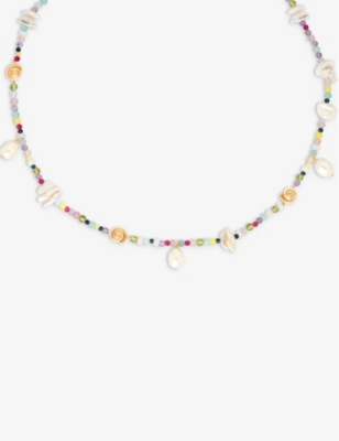 Astrid & Miyu Treasure 18ct Yellow Gold-plating Recycled Sterling-silver Bead Necklace