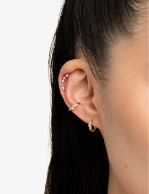 Shop Astrid & Miyu Navette Round Recycled Sterling-silver And Cubic Zirconia Single Ear Cuff