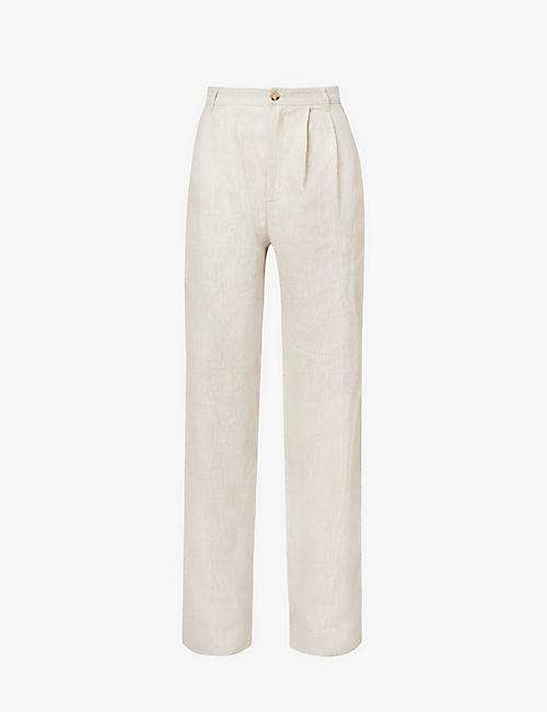 REFORMATION: Mason straight-leg high-rise linen trousers