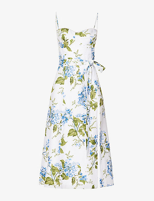 REFORMATION: Kieryn floral-print lace-trim linen midi dress